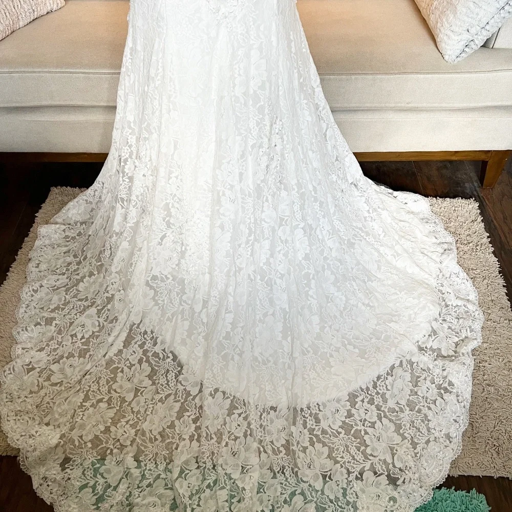 NWT Mingdas Wedding dress White flowers size 4-6 NEW! GORGEOUS!! - Picture 11 of 12